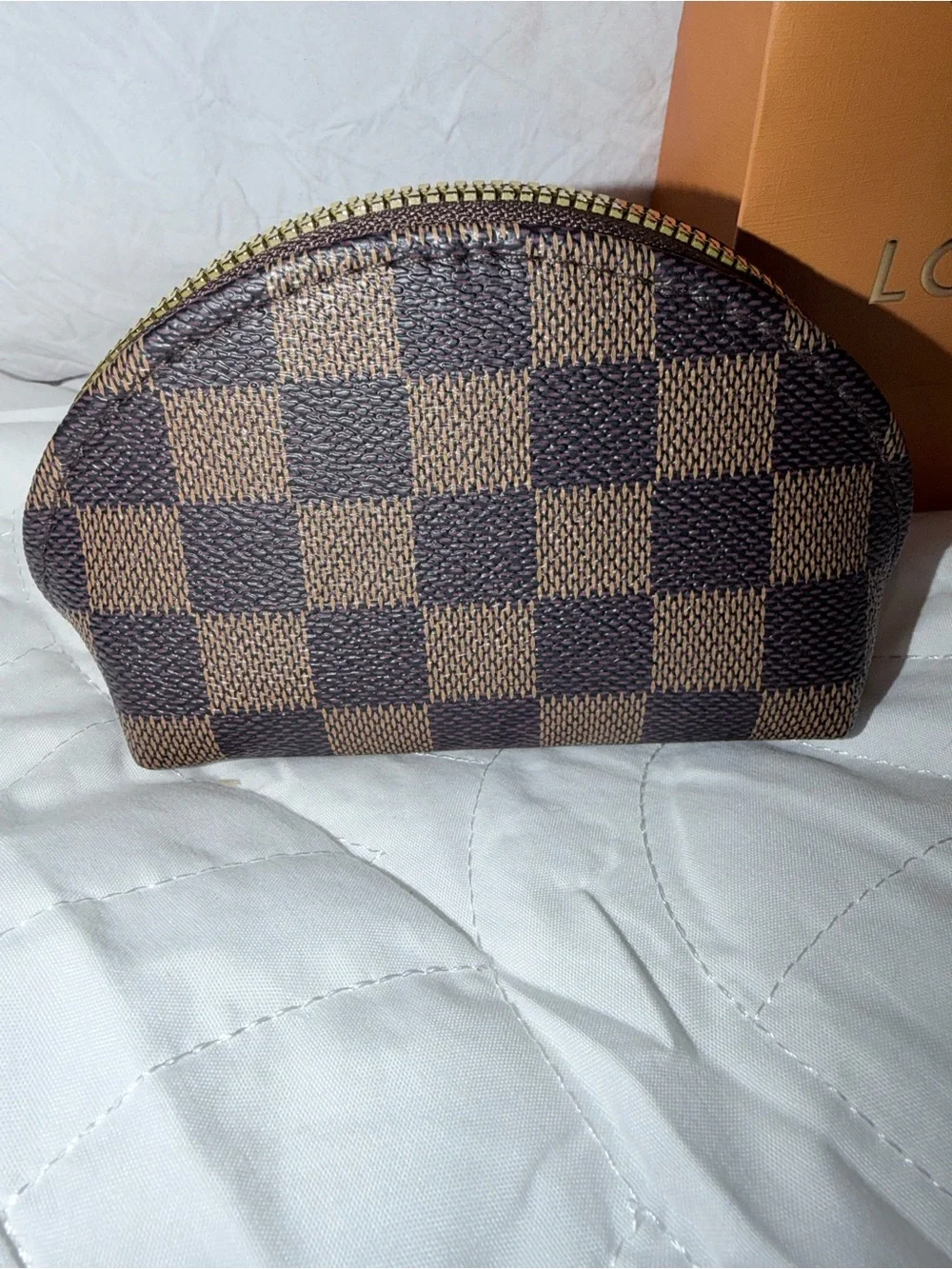 Fashion  Cosmetic Pouch with Gold-Tone Zip